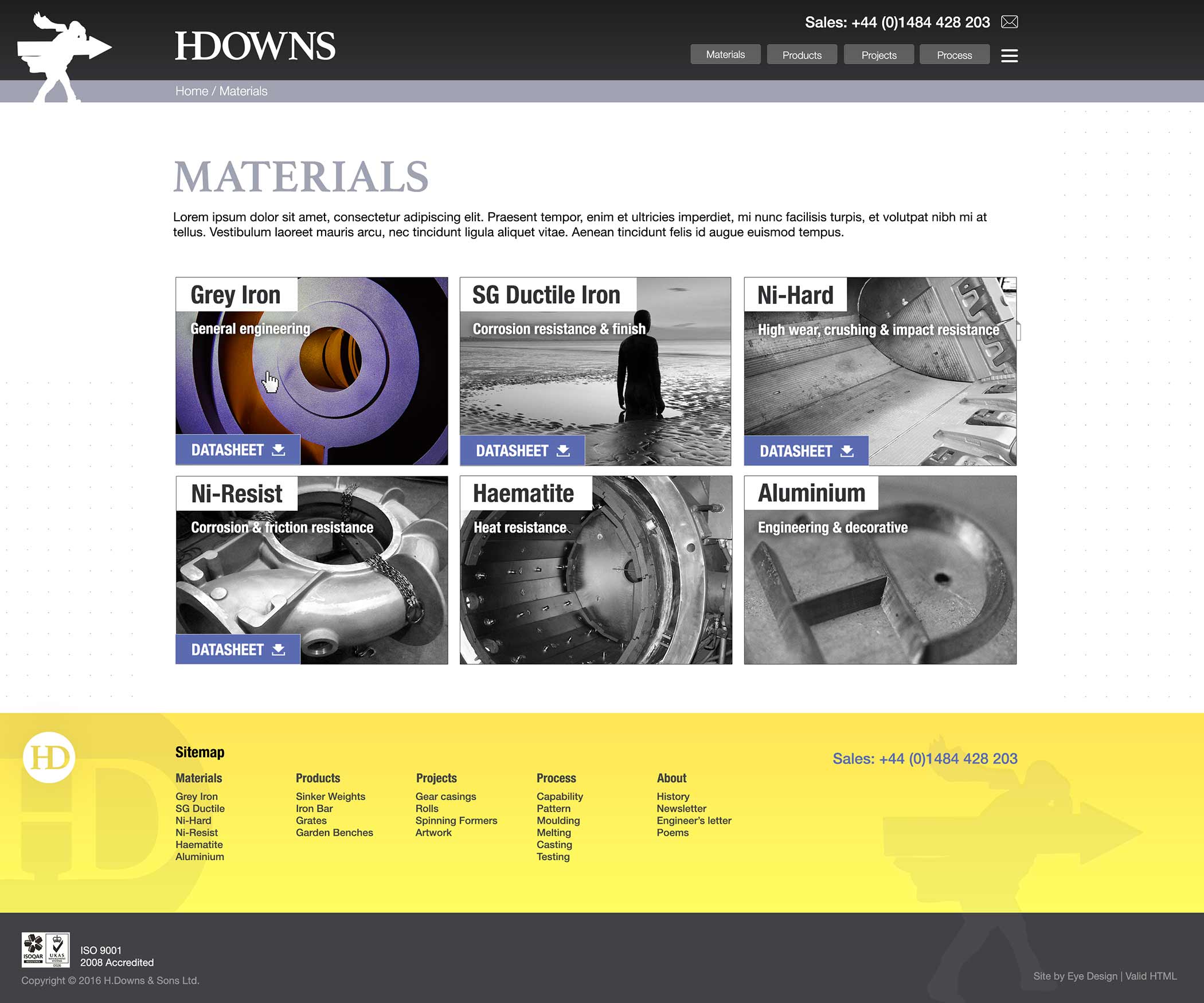 Materials landing page